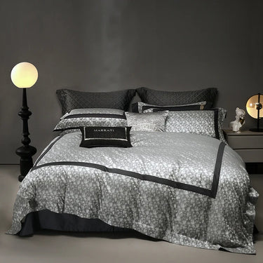 Luxury Brown Zebra Print Tropical Jacquard Egyptian Cotton Patchwork Duvet Cover Bedding Set
